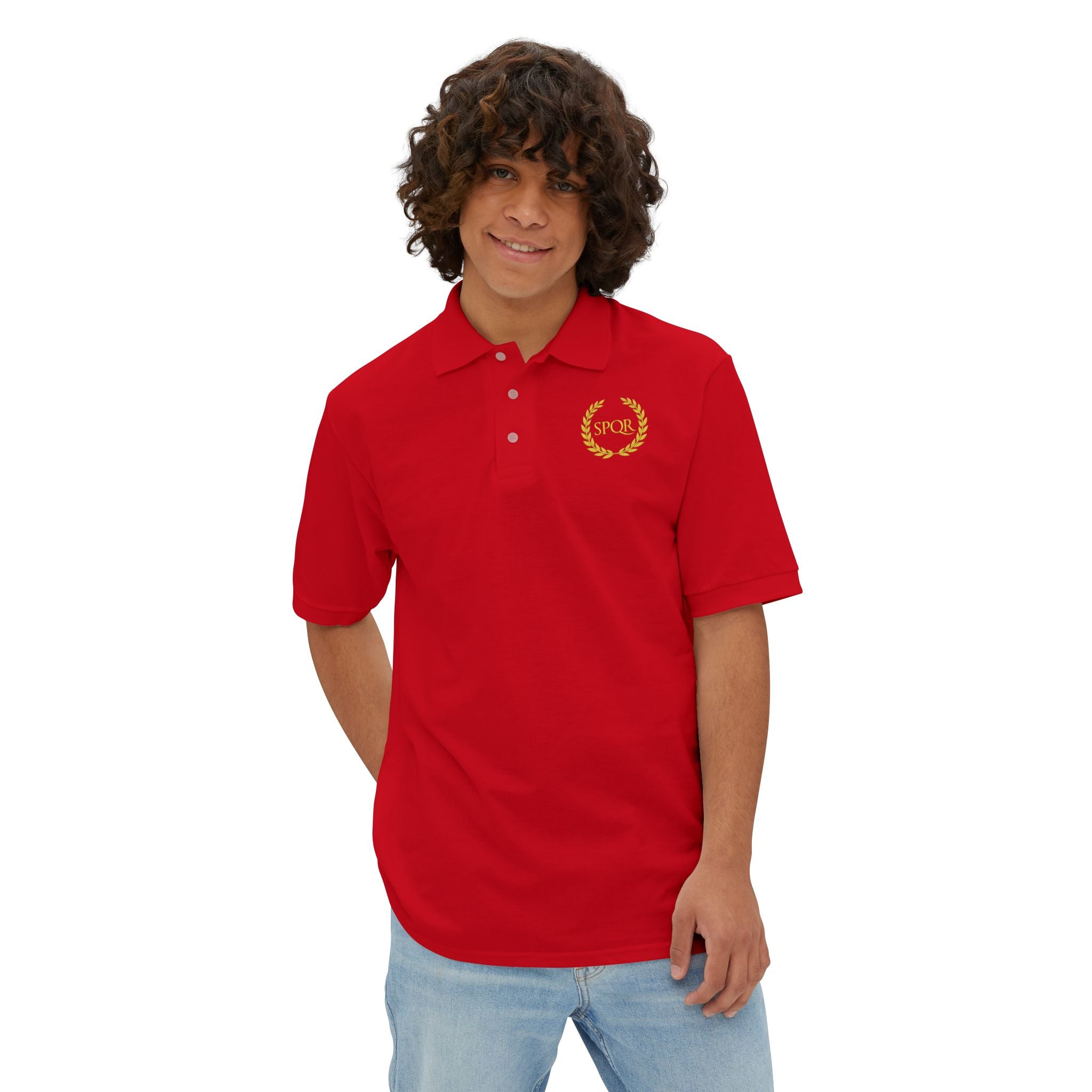 SPQR Laurel Emblem Polo — Men's Embroidered Golf Shirt